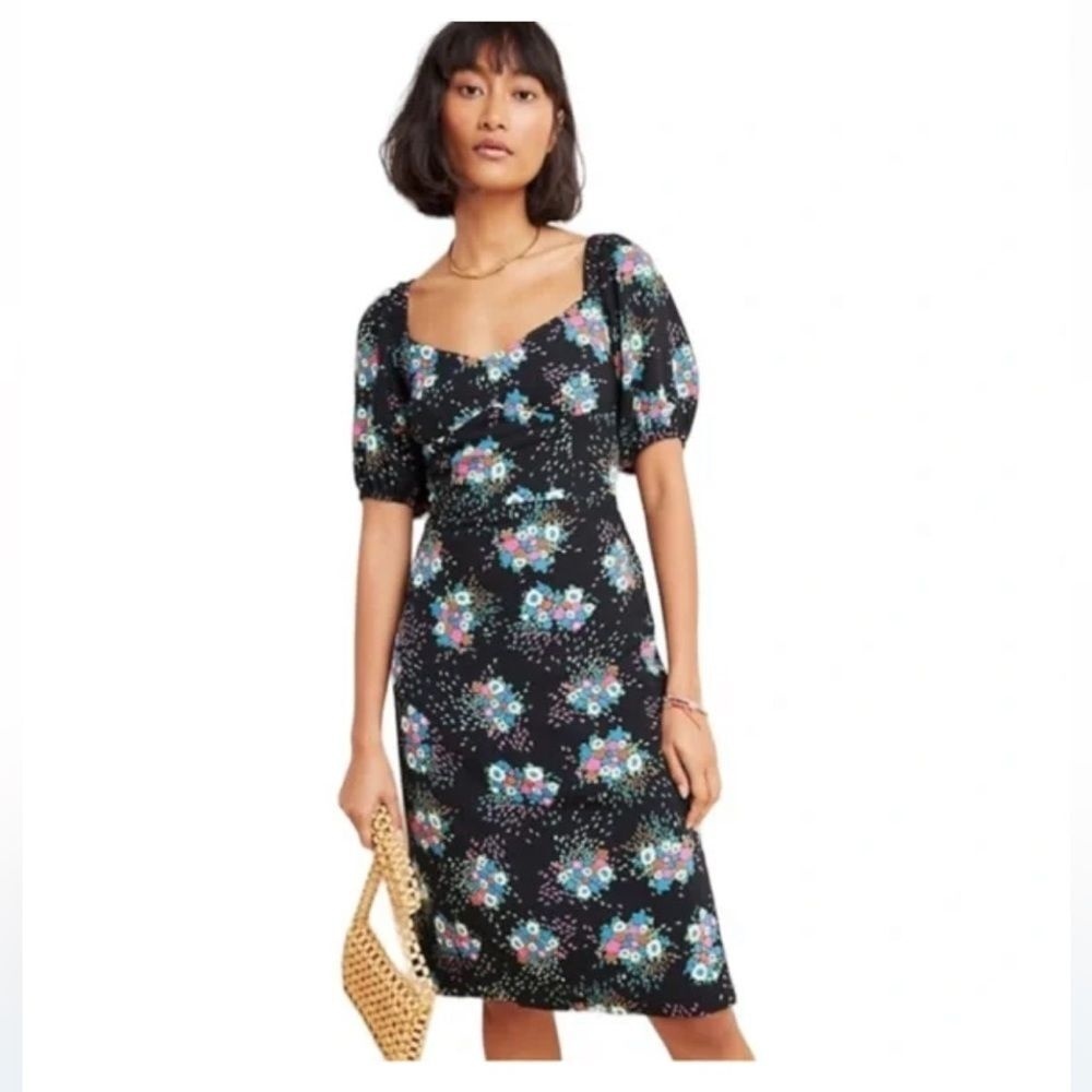 Anthropologie Scarletta Midi Dress Sz 6 Sheath Dainty Floral Multicolor Modest